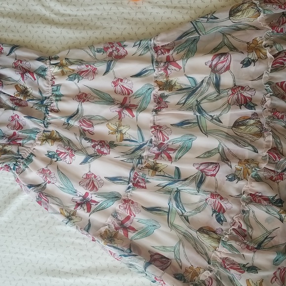 Romeo + Juliet Couture White Floral Off Shoulder Ruffle Midi Dress Size S Summer - Picture 4 of 11